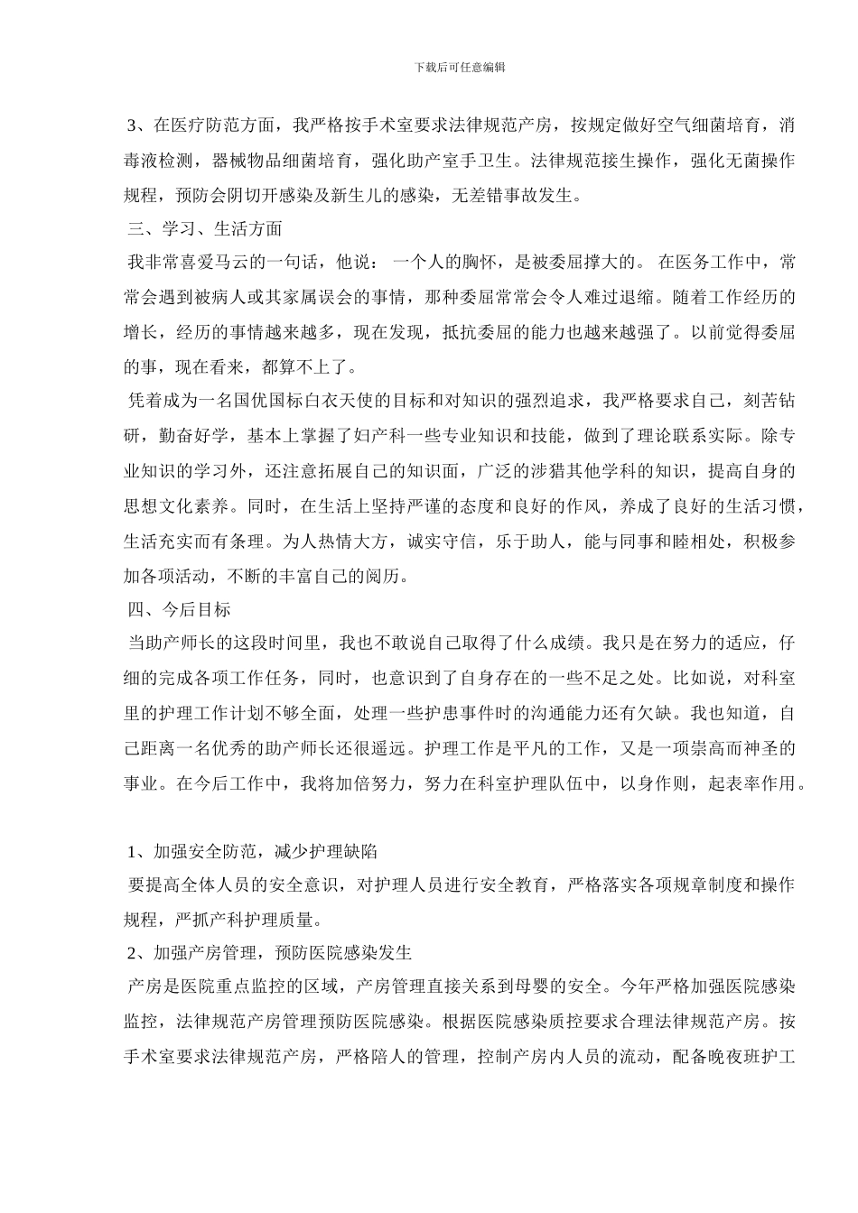 2024医院助产护士工作总结范本_第2页