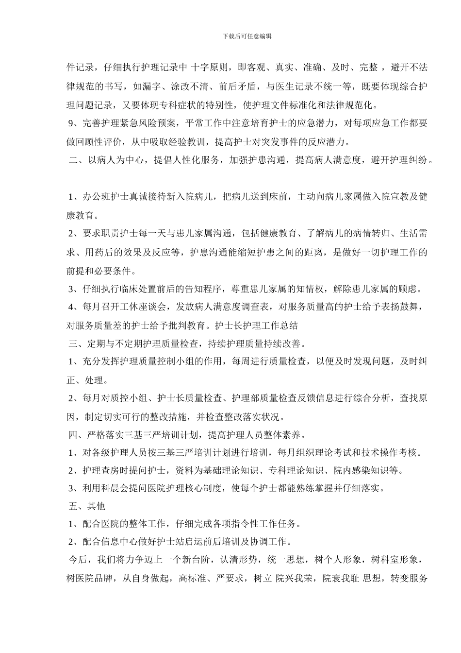 2024医院护士长个人工作总结报告_第2页