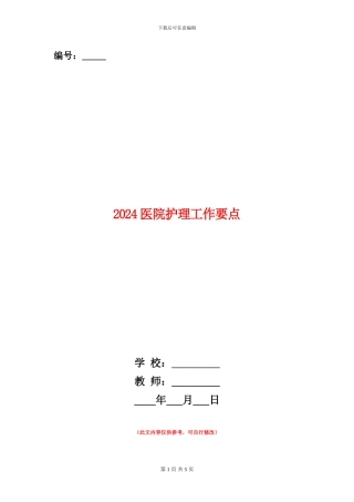 2024医院护理工作要点