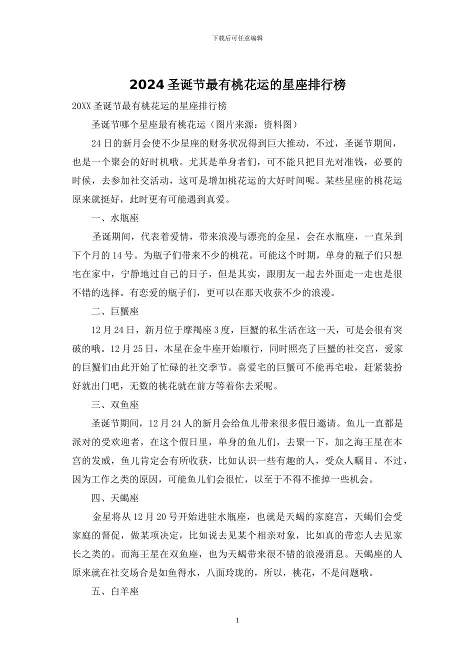 2024圣诞节最有桃花运的星座排行榜_第1页