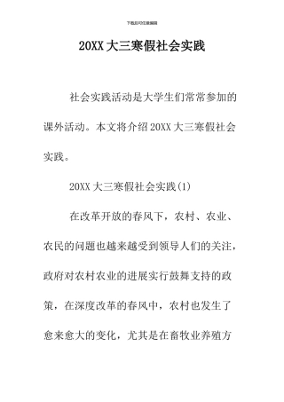 2024大三寒假社会实践