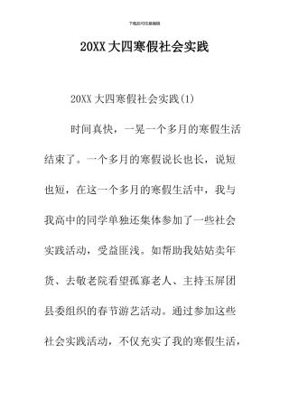 2024大四寒假社会实践