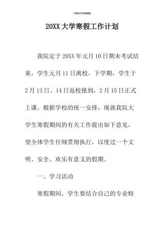 2024大学寒假工作计划