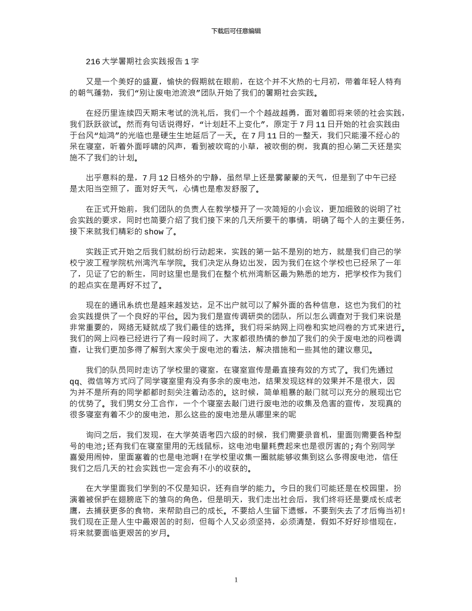 2024大学暑期社会实践报告1000字_第1页