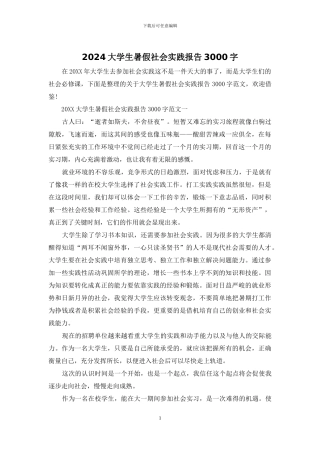 2024大学生暑假社会实践报告3000字
