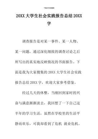 2024大学生社会实践报告总结2024字