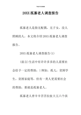 2024孤寡老人调查报告