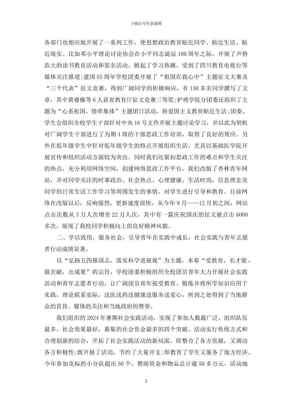 2024学校团委工作总结_第2页