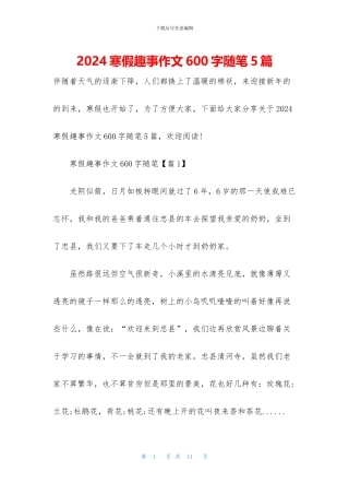 2024寒假趣事作文600字随笔5篇