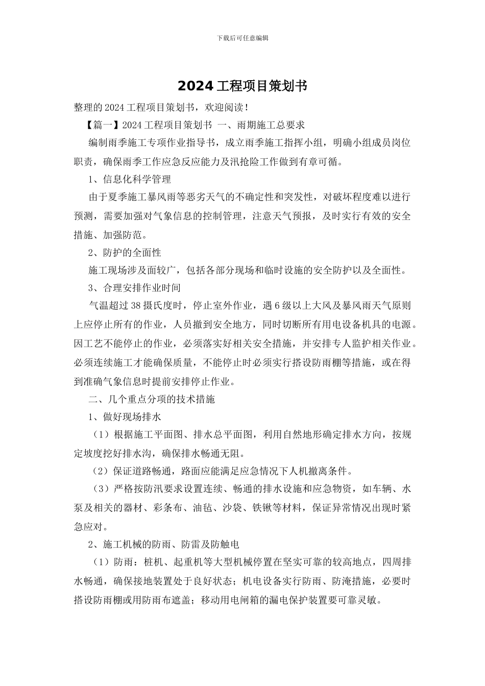 2024工程项目策划书_第1页