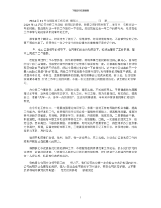 2024年11月公司年终工作总结
