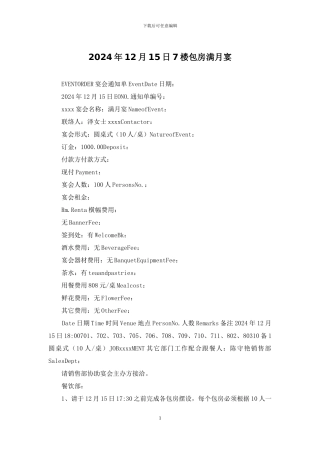 2024年12月15日7楼包房满月宴