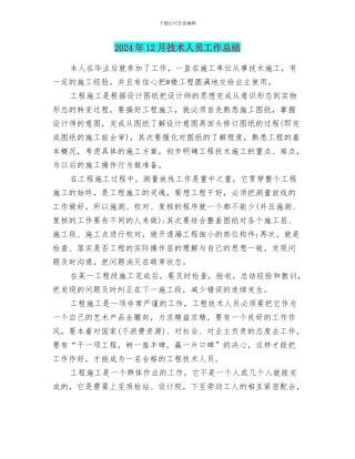 2024年12月技术人员工作总结