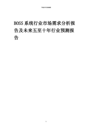 2024年BOSS系统行业市场需求分析报告及未来五至十年行业预测报告