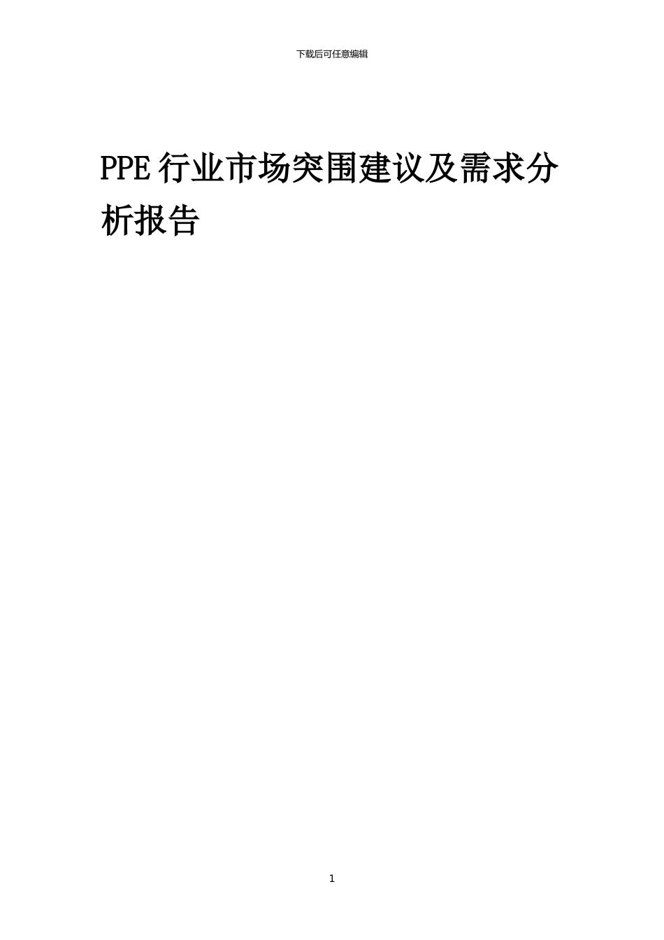 2024年PPE行业市场突围建议及需求分析报告_第1页