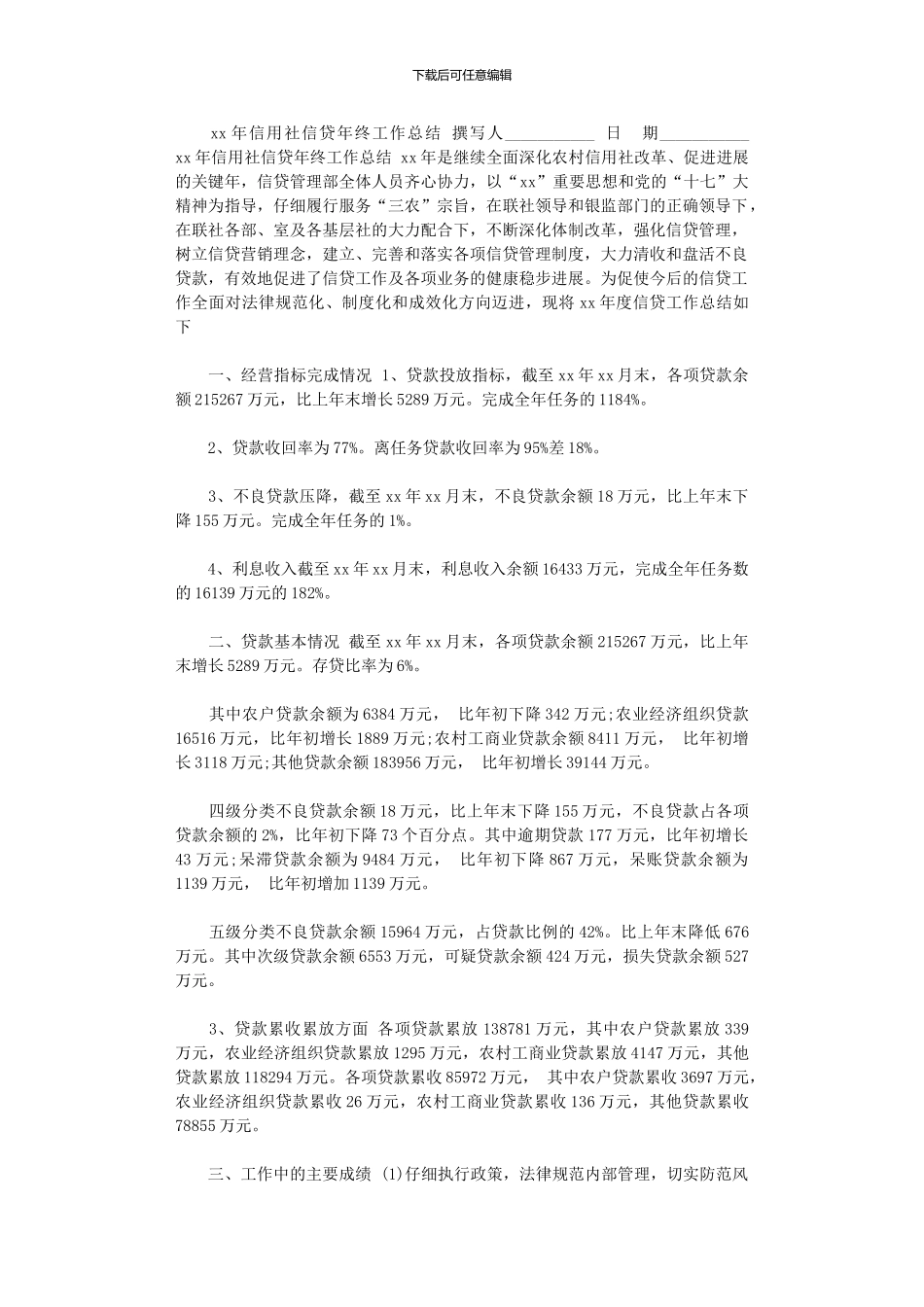 2024年xx年信用社信贷年终工作总结_第1页