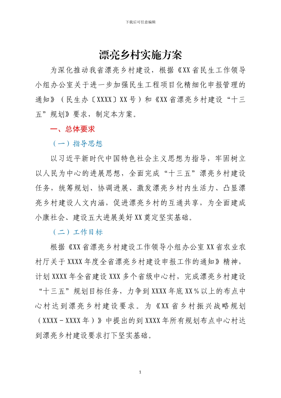 2024年X美丽乡村建设实施方案范文_第1页