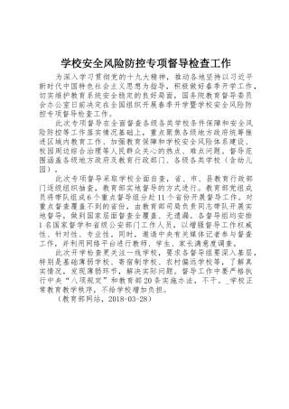 学校安全风险防控专项督导检查工作