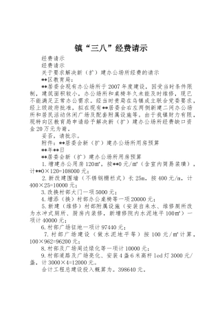 镇“三八”经费请示
