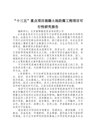 “十三五”重点项目混凝土池防腐工程项目可行性研究报告