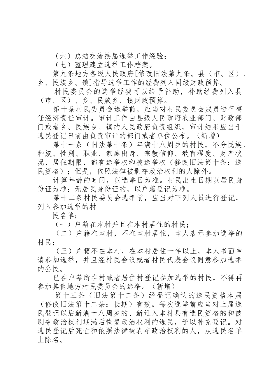 《XX省村民委员会选举办法》修订内容标注_第3页