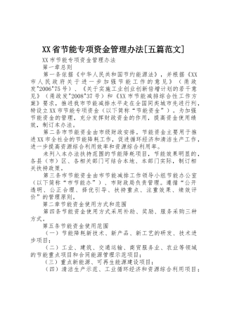 XX省节能专项资金管理办法[五篇范文]
