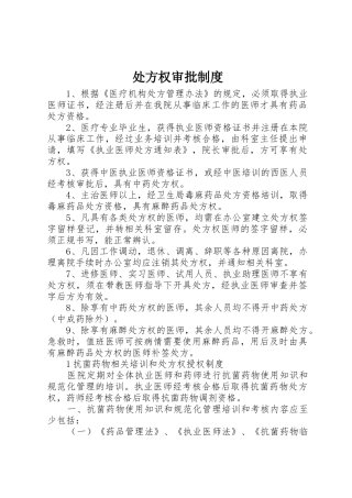 处方权审批制度