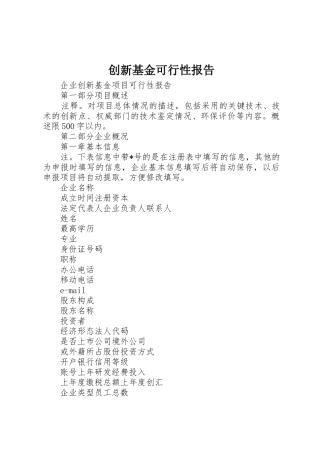 创新基金可行性报告