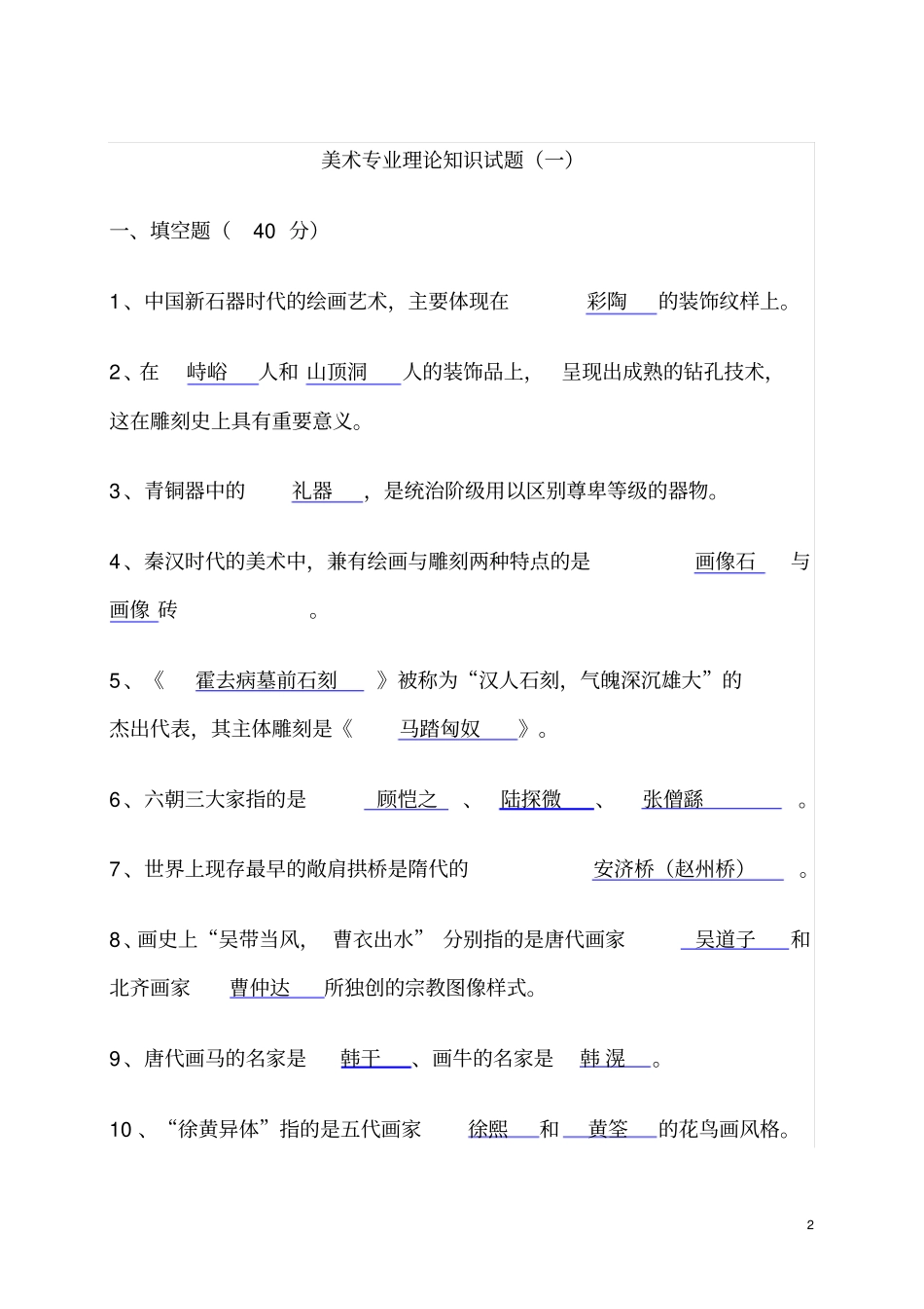 美术专业理论知识试题_第2页