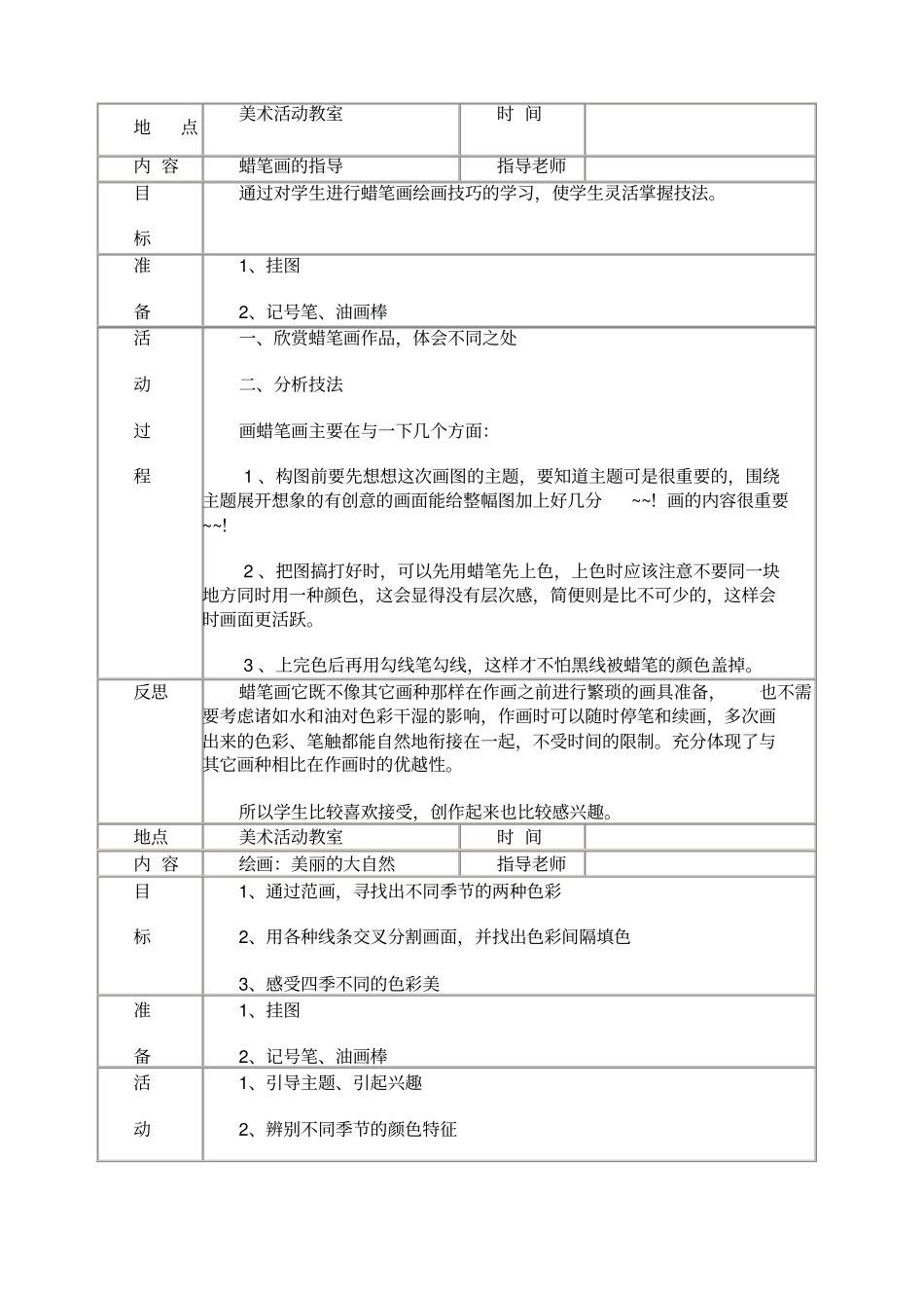 美术兴趣小组活动记录_第1页