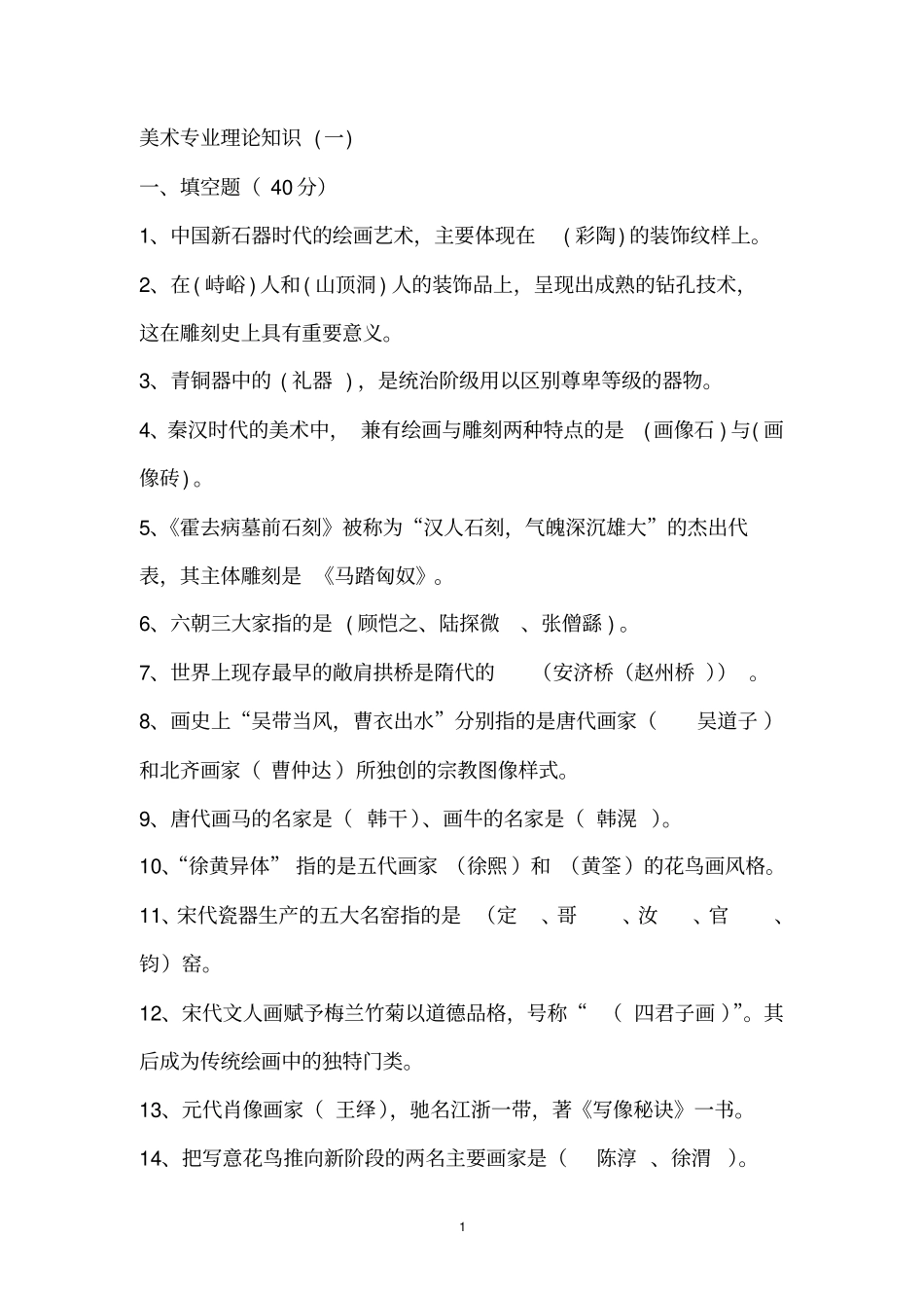 美术基础知识大全重点讲义资料_第1页