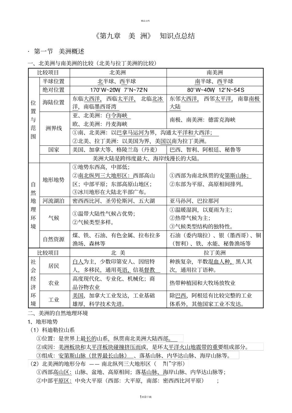美洲-知识点总结_第1页