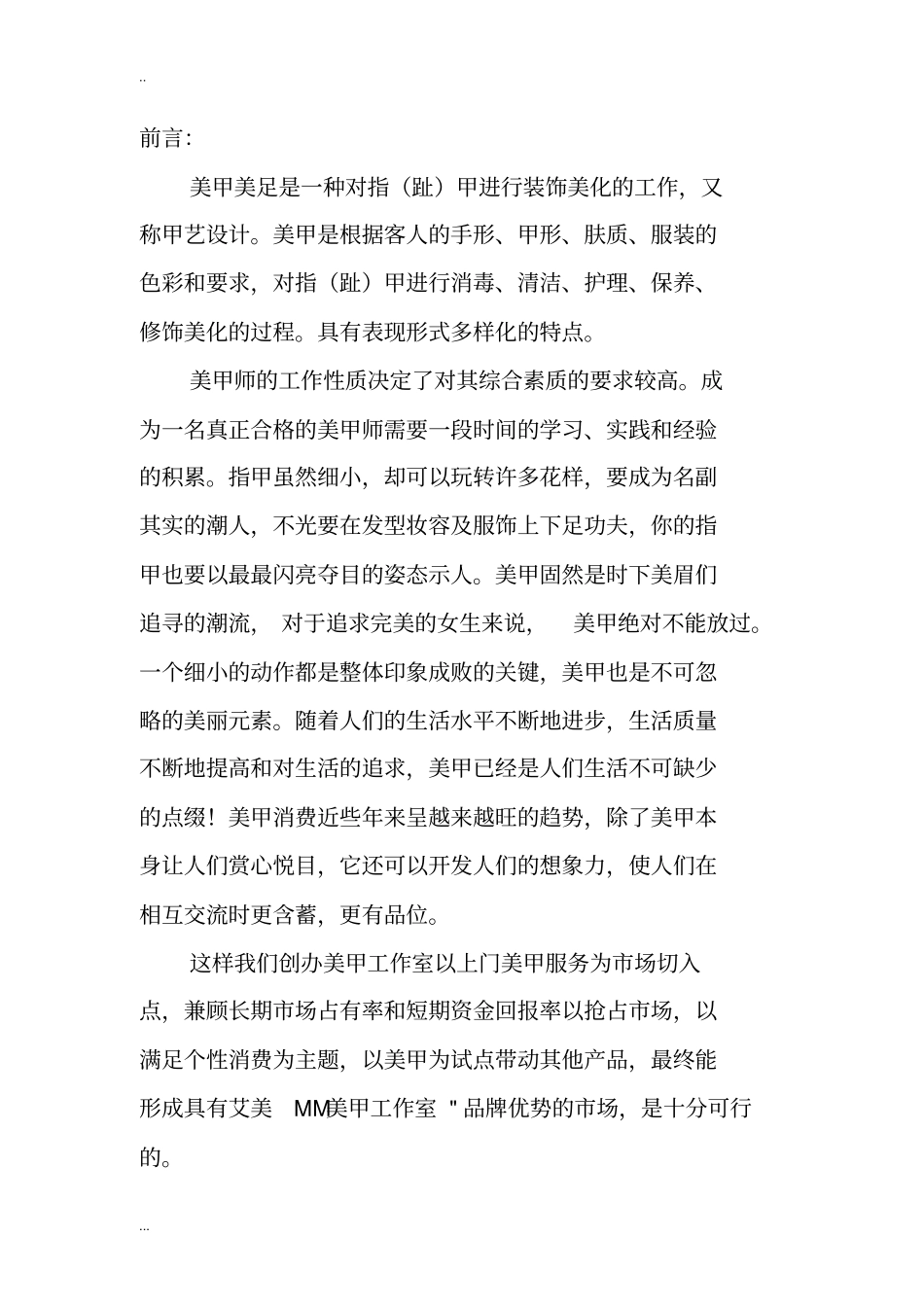 美甲店项目商业计划书_第2页