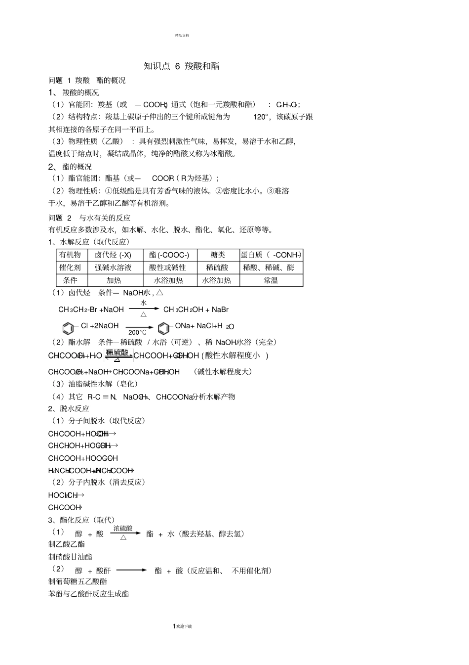 羧酸酯知识点加习题讲解_第1页