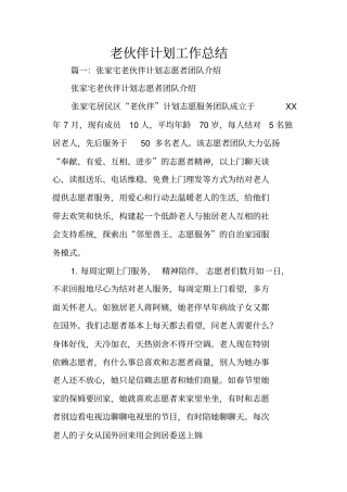老伙伴计划工作总结
