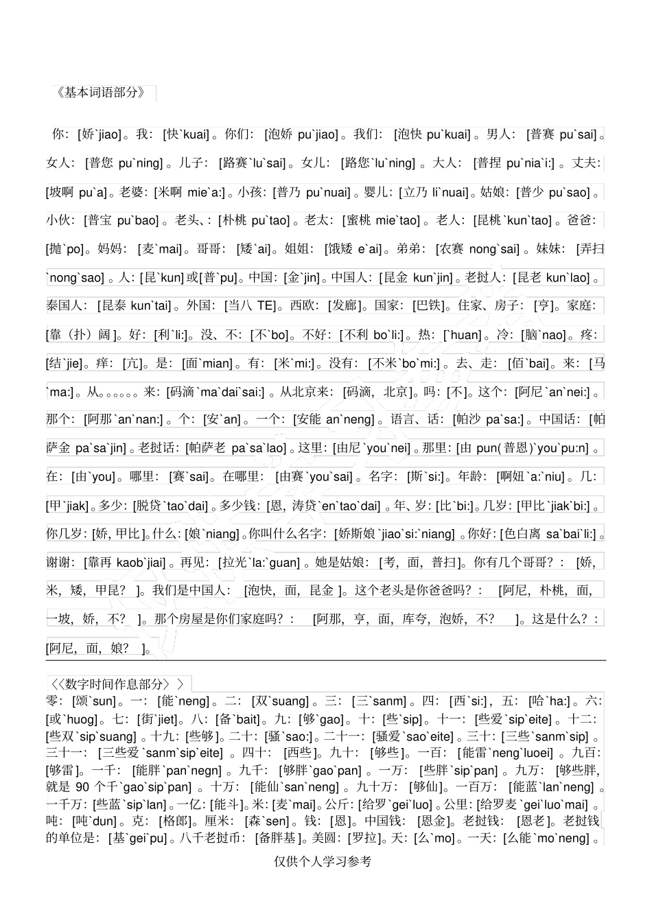 老挝语中文对照发音_第1页