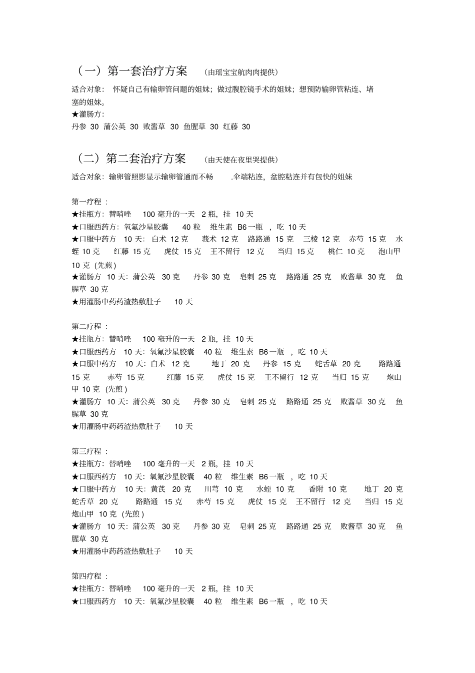 老林药方共十四套治疗方案归纳_第1页