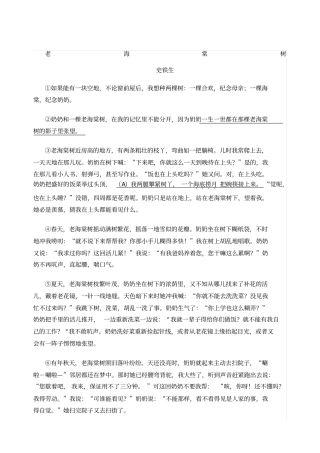老海棠树阅读理解答案
