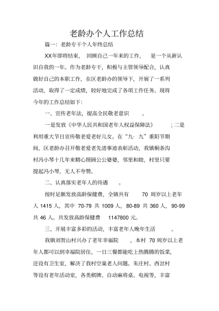 老龄办个人工作总结