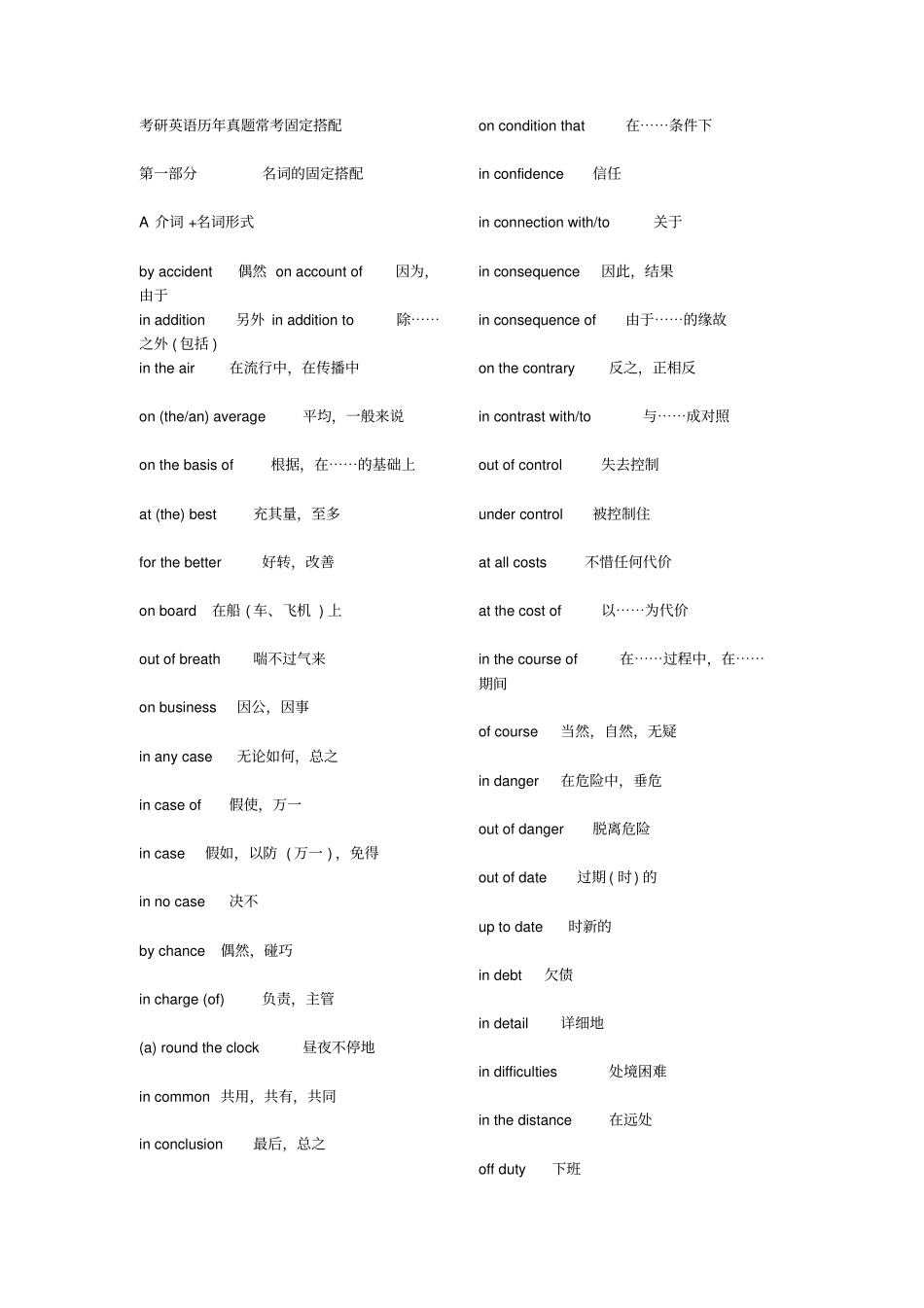 考研英语-词组搭配大全_第1页