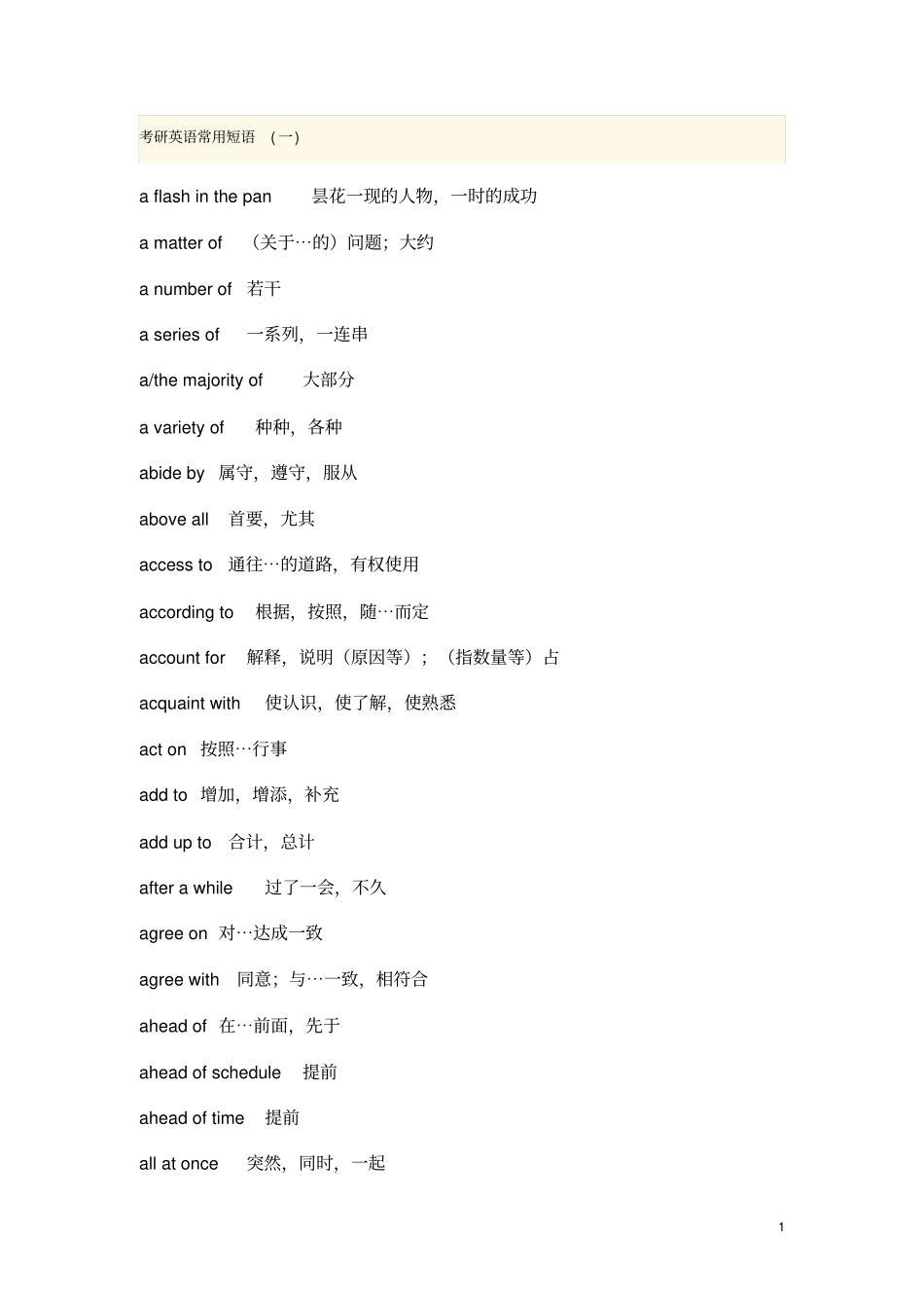 考研英语常用短语讲解_第1页