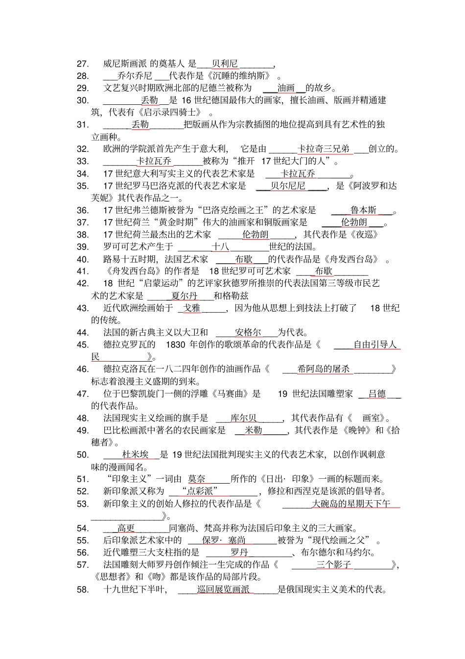考试总复习题10学年下学期外国美术史有答案_第2页