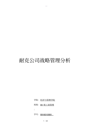 耐克公司战略管理分析