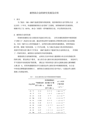 耐热铝合金的发展及应用