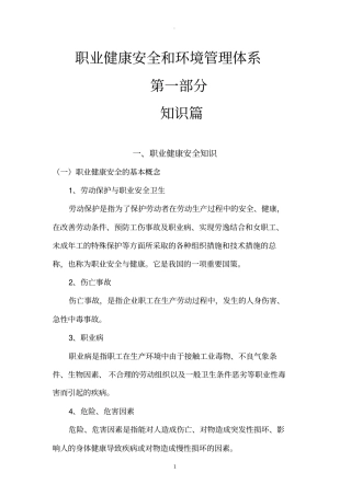 职业健康安全和环境管理体系