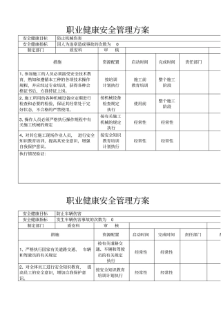 职业健康安全管理方案1
