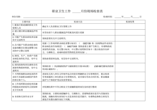 职业卫生工作现场检查表