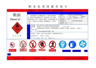 职业危害告知卡--柴油
