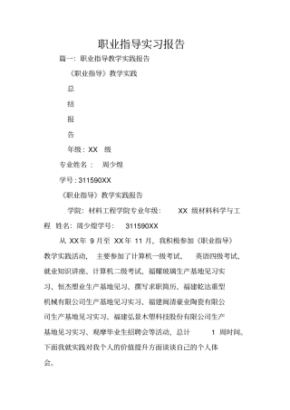 职业指导实习报告