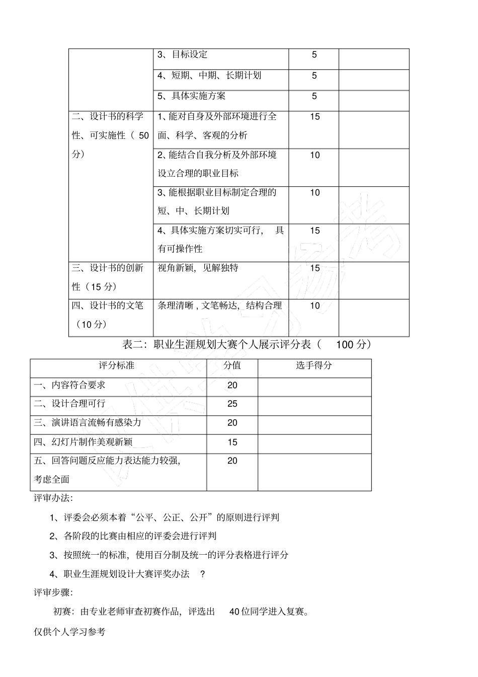 职业生涯规划大赛评分标准,_第2页